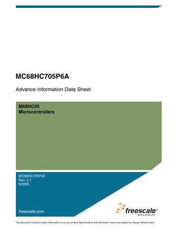 MC68HC705P6A Advance Information - Data Sheet - Freescale