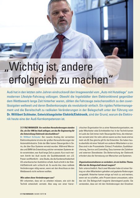 „Wichtig ist, andere erfolgreich zu machen“ - der f&e manager