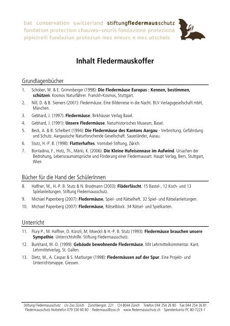 als pdf herunterladen - Stiftung zum Schutze unserer Fledermäuse ...