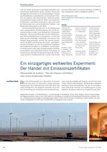 Der Handel mit Emissionszertifikaten - Forschung Frankfurt - Goethe ...