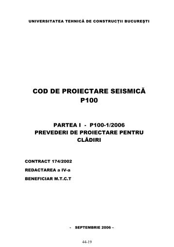 COD DE PROIECTARE SEISMICĂ P100 - IISEE