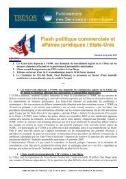 Flash politique commerciale et affaires juridiques / Etats-Unis