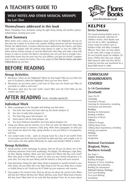 Wolf Notes Teacher's Guide - Floris Books