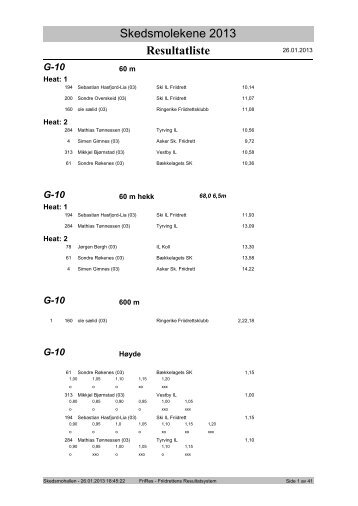 Resultatliste Skedsmolekene 2013 - Friidrett.no