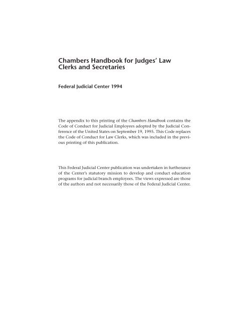 Chambers Handbook for Judges - Federal Judicial Center