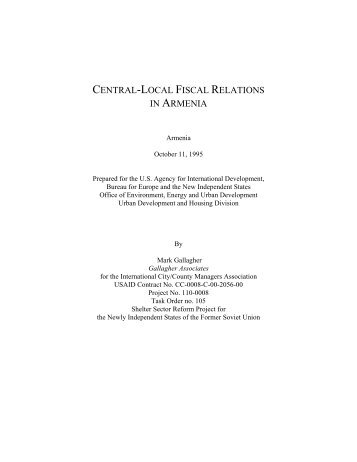 CENTRAL-LOCAL FISCAL RELATIONS IN ARMENIA - Fiscal Reform