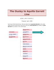 The Ousley to Aquilla Garrett Line - Garrett Family Genealogy
