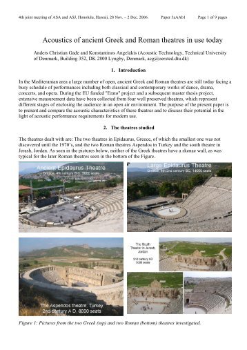 Acoustics of ancient Greek and Roman theatres in use today - Gade ...