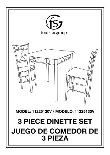 3 piece dinette set juego de comedor de 3 pieza - Fourstar Group ...