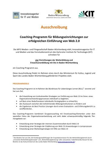 Ausschreibungstext - Weiterbildung in Baden-Württemberg