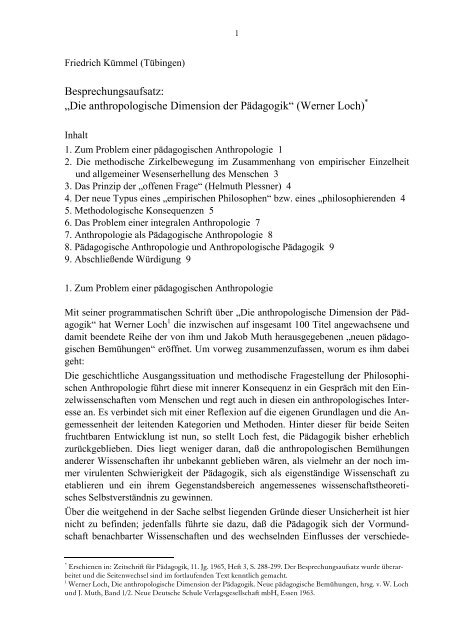 „Die anthropologische Dimension der ... - Friedrich Kümmel