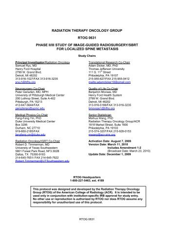 RADIATION THERAPY ONCOLOGY GROUP RTOG 0631 PHASE II ...