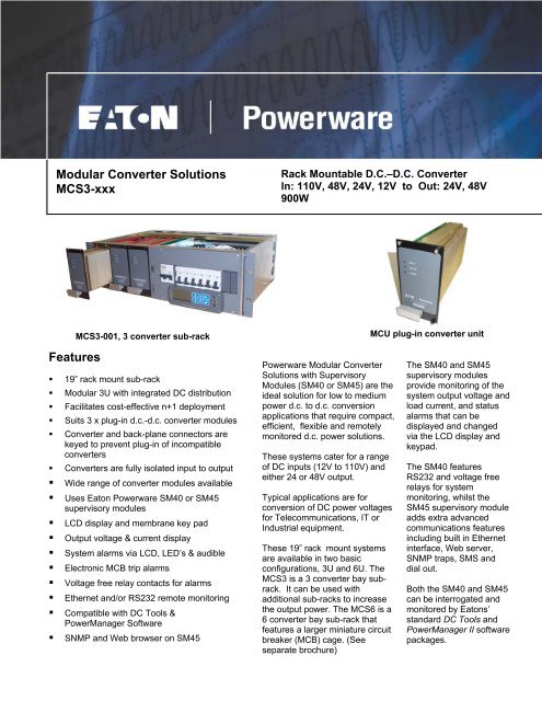 Eaton MCS3 Brochure - Fusion Power System