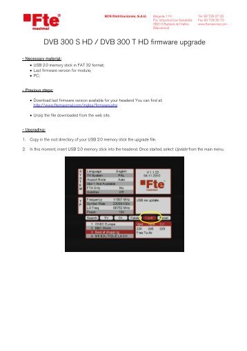 DVB 300 S HD / DVB 300 T HD firmware upgrade - FTE Maximal