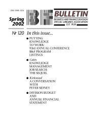 bulletin - Business & Finance Division - Special Libraries Association