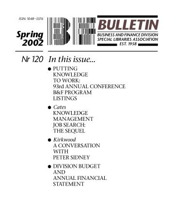 bulletin - Business & Finance Division - Special Libraries Association