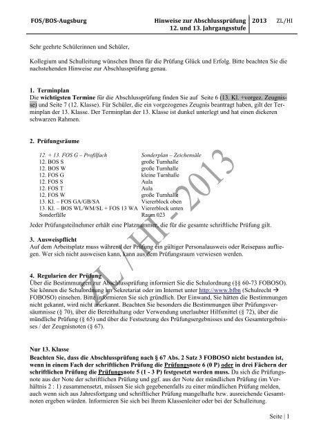  Foto zu FOS/BOS-Augsburg Hinweise zur Abschlussprüfung 