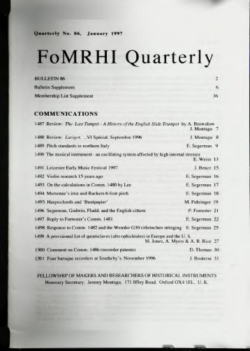 FoMRHI Quarterly