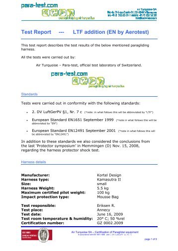 Test Report --- LTF addition (EN by Aerotest) - Flugschule Hochries