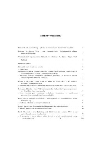 Inhaltsverzeichnis - folia germanica