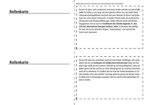 optionale Rollenkarten - Freiwilliges ökologisches Jahr