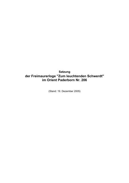 der Freimaurerloge "Zum leuchtenden Schwerdt" im Orient ...