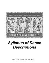 Syllabus of Dance Descriptions - Stockton Folk Dance Camp