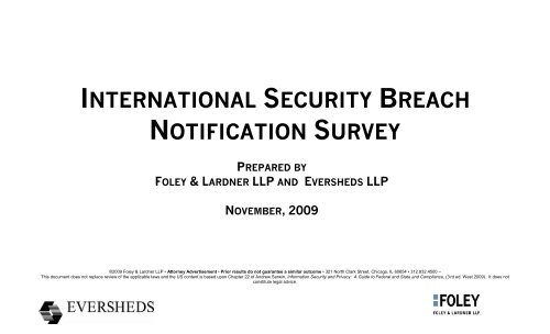 international security breach notification survey - Foley & Lardner LLP