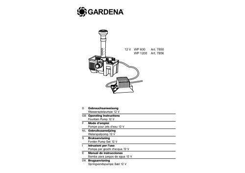 OM, Gardena, Waterspelpomp 12V, Art 07850-20, Art 07856-20 ...