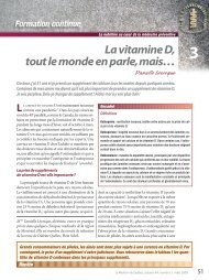 La vitamine D, tout le monde en parle, mais...