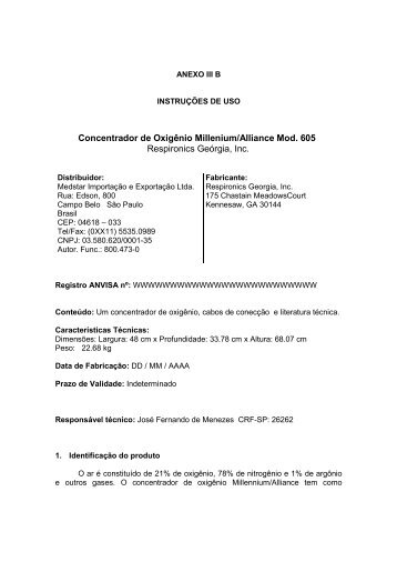 RESPIRONICS_MILLENIUM_MOD 605.pdf - FisioCare