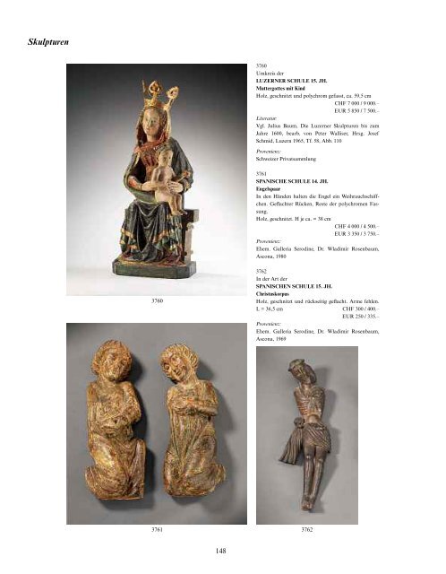 Skulpturen, Kat.-Nr. 3760-3834 - Galerie Fischer Auktionen AG