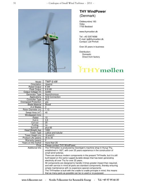 Catalogue of Small Wind Turbines - 2011 - Nordic Folkecenter for ...