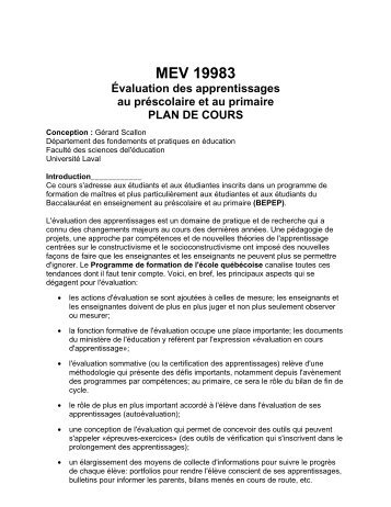 MEV 19983 - Faculté des sciences de l'éducation - Université Laval