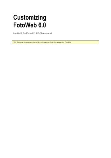 FotoWeb 6.0 User Guide - Customization - FotoWare