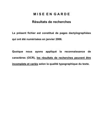 M I S E  E N  G A R D E Résultats de recherches - Ville de Gatineau