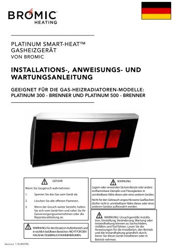 Anleitung Gas Heizstrahler Platinum - Gardelino