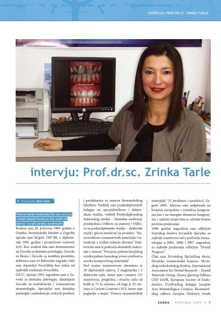 intervju: Prof.dr.sc. Zrinka Tarle - SONDA