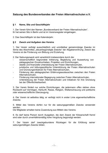 Satzung des Bundesverbandes der Freien Alternativschulen - BFAS