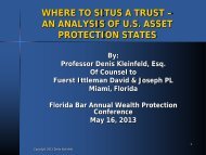 Where to Situs a Trust: An Analysis of U.S. Asset Protection States