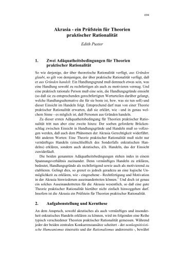 Akrasia - ein Prüfstein für Theorien praktischer Rationalität