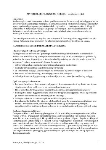 Statusrapport - Norges forskningsråd