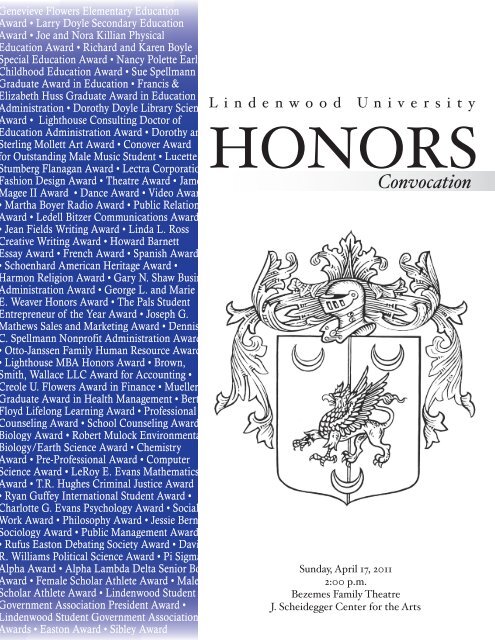 2011 Honors Convocation.pdf - Library - Lindenwood University
