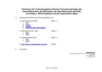 Nachweis der im Bundesgebiet erfassten Personalunterlagen der ...