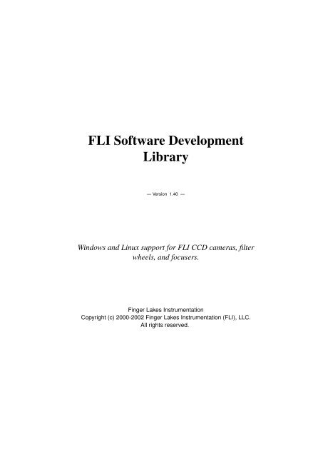 FLI Software Development Library - Finger Lakes Instrumentation