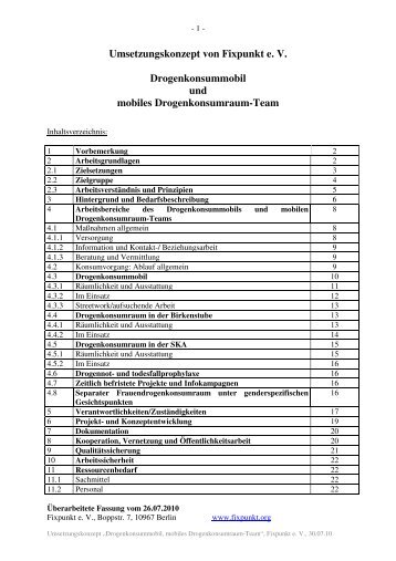 Umsetzungskonzept von Fixpunkt e. V. Drogenkonsummobil und ...