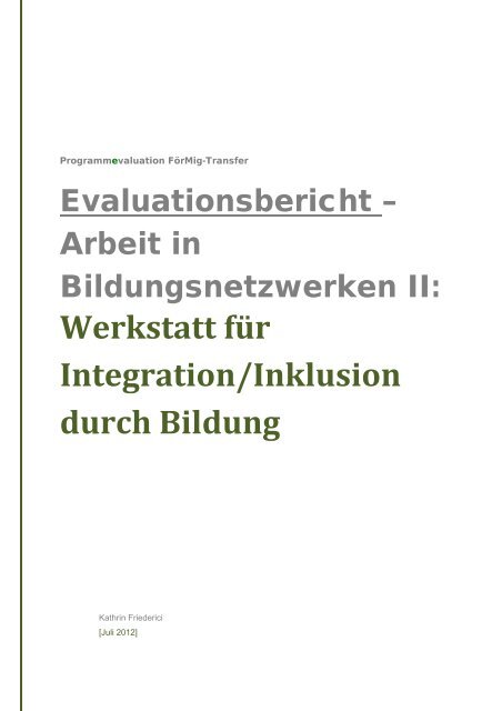 Evaluationsbericht WIB, 2012 - FörMig Berlin