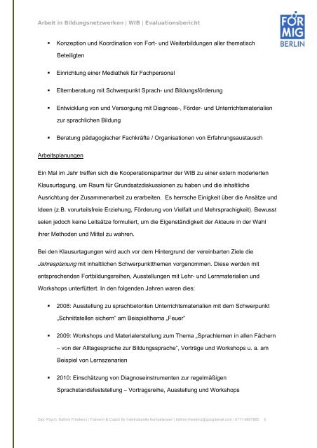 Evaluationsbericht WIB, 2012 - FörMig Berlin