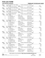 Class Results - Fox Lea Farm