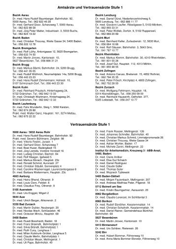Amtsärzte und Vertrauensärzte Stufe 1 ... - fricktal24.ch